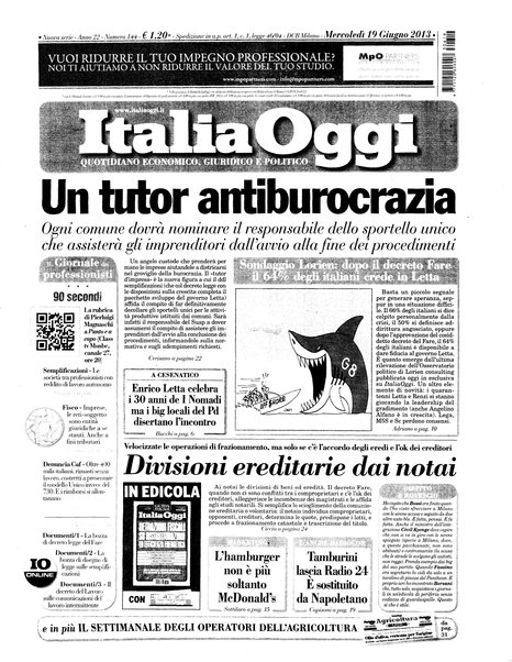 Italia oggi : quotidiano di economia finanza e politica